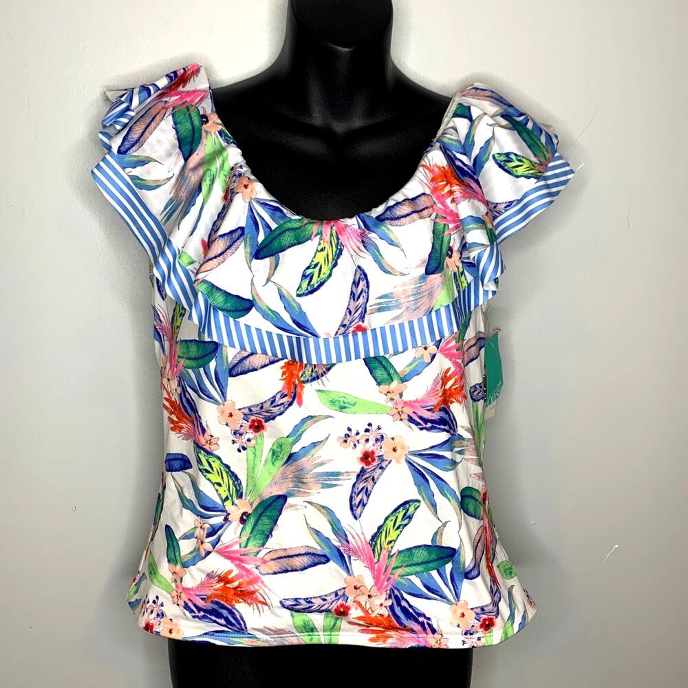 Oasis Outdoor Women's XL Tankini Top off Tropical Floral NEW Removeable Straps